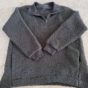 Aerie Black Quarter Zip Sherpa Pullover